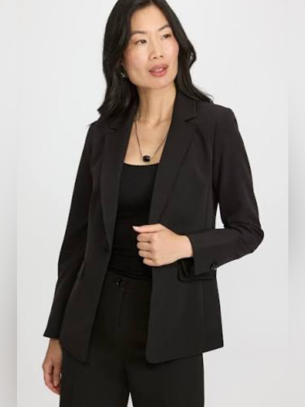 Suzy Shier Black Women'sButton Blazer